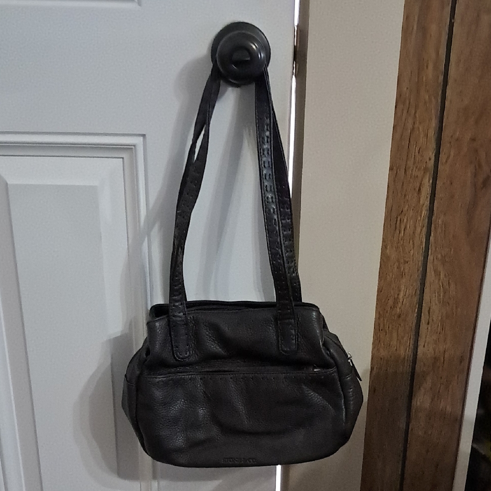 Elegant Black Leather Handbag Stone And Co